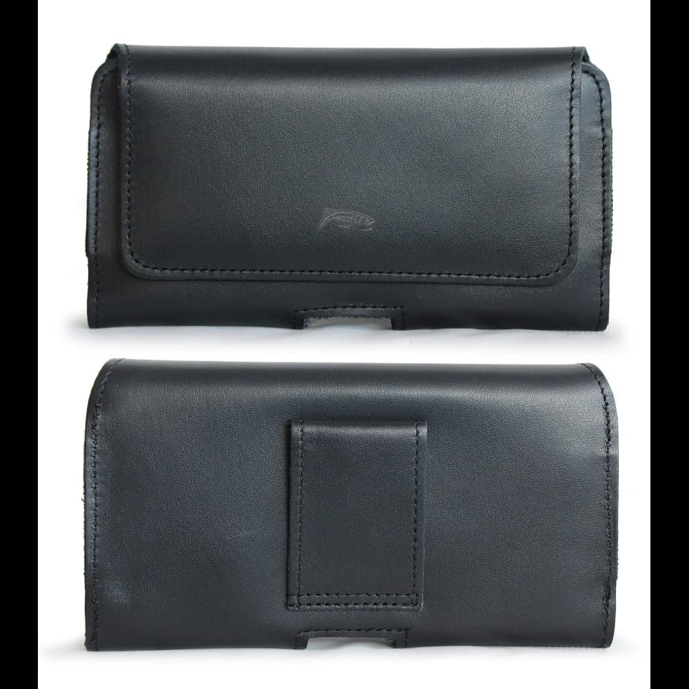 LURESKO FREYA M leather holster for belt phone case 150x 72x10 - BLACK SMOOTH - 13