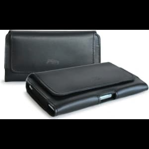 LURESKO FREYA 3XL leather holster for belt, phone case 175x83x15 (black smooth with black thread)