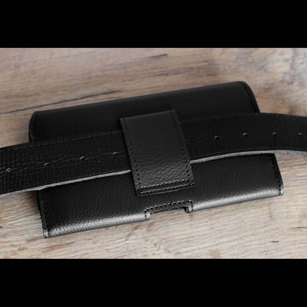 LURESKO HEL holster for Eco belt, phone case 131x62x12mm (black ribbed with black thread) - 10