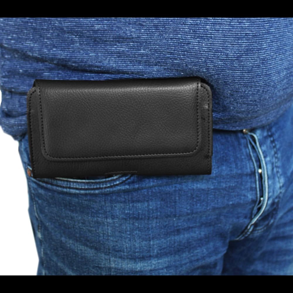 LURESKO HEL XL holster for Eco belt, phone case 165x82x12 (black ribbed with black thread) - 11