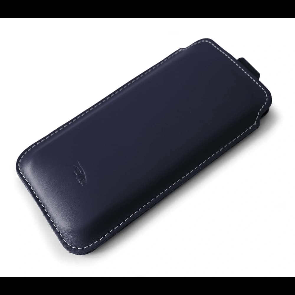 LURESKO LILLA XXXL Lederhülle für Telefon 6,5' - 6,9' (blau glatt mit weißen Nähten) - 2