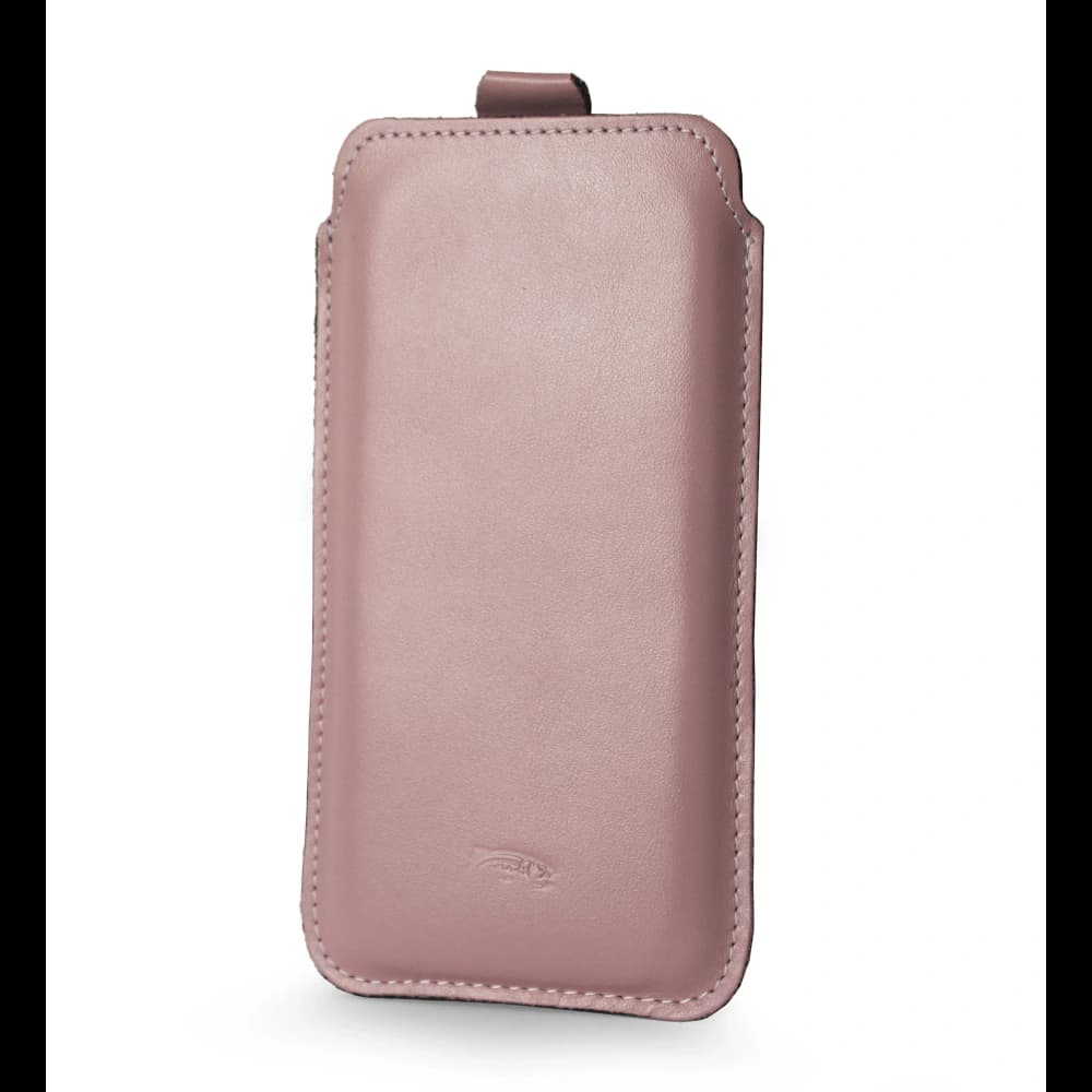 LURESKO LILLA XXXL leather slip case slip for phone 6.5' - 6.9' (smooth pink with white thread) - 4