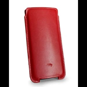 Skórzane etui LURESKO NORTHERN XXXL typu wsuwka na telefon (czerwony gładki biała nić)