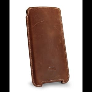 Skórzane etui LURESKO NORTHERN XXXL typu wsuwka na telefon (brąz vintage biała nić)
