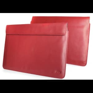 Skórzane etui LURESKO CLAYER XL+ na tablet 290 x 212 x 9mm (czerwony gładki  czerwona nić)