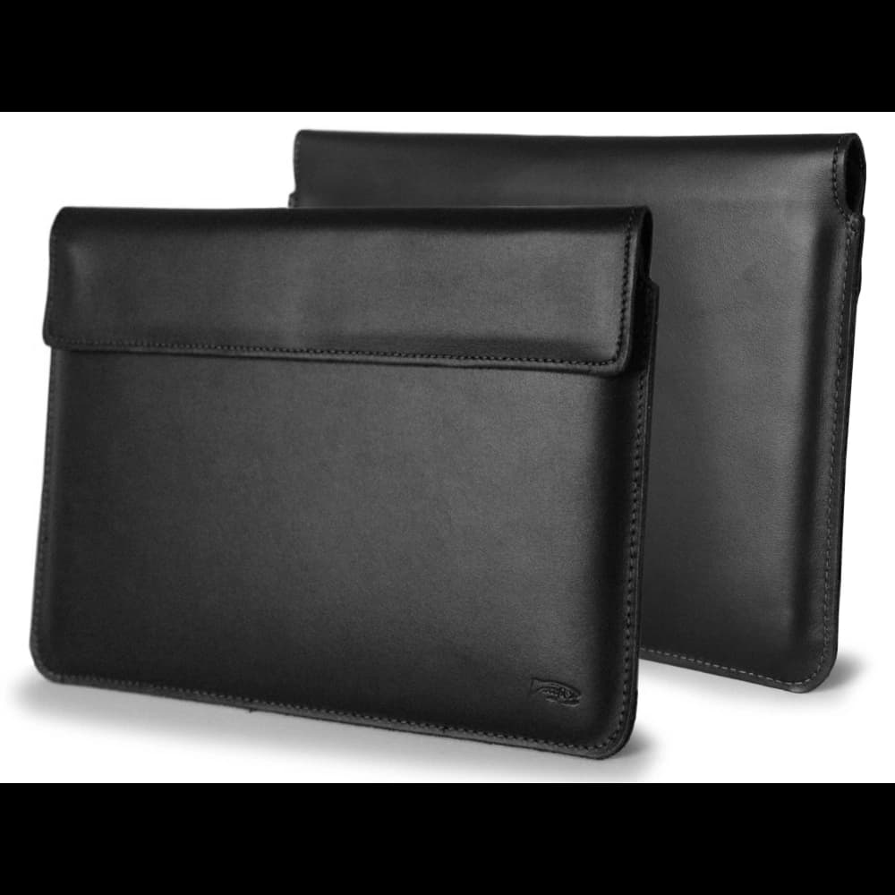 LURESKO CLAYER XXL Lederhülle für Tablet 313 x 222 x 9mm (glattes Schwarz mit schwarzem Faden) - 6