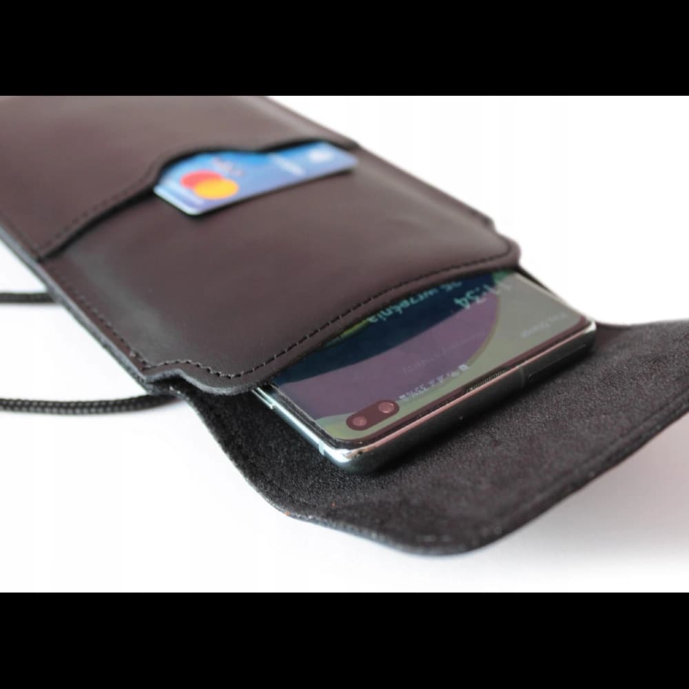 LURESKO VISSA 4XL leather case for neck 170x80x9mm (black smooth with black thread) - 8