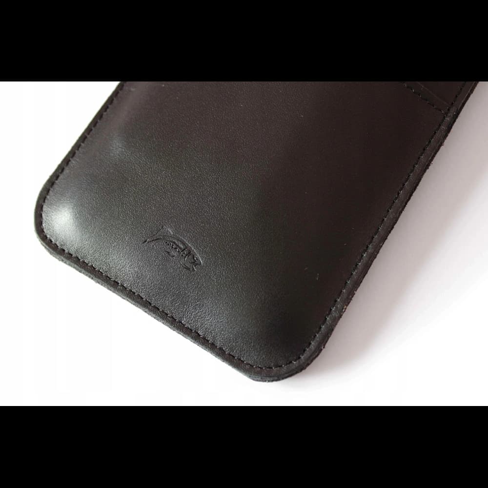 LURESKO VISSA 4XL leather case for neck 170x80x9mm (black smooth with black thread) - 9