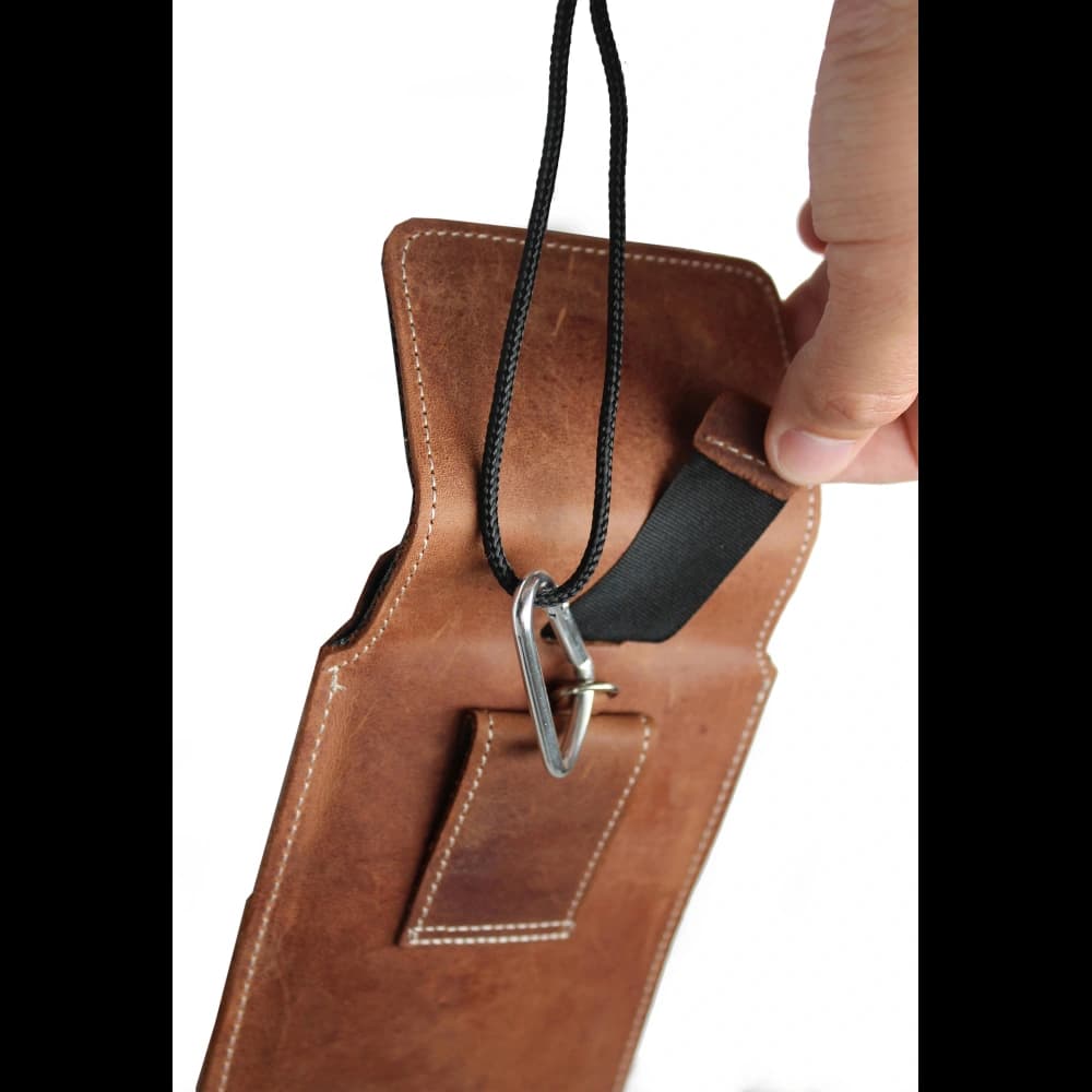 LURESKO VISSA 4XL leather case for neck 170x80x9mm (vintage brown with white thread) - 4