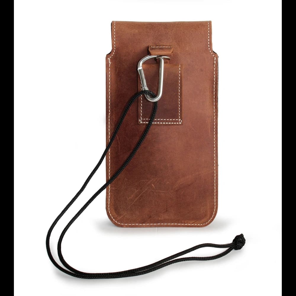 LURESKO VISSA 4XL leather case for neck 170x80x9mm (vintage brown with white thread) - 6