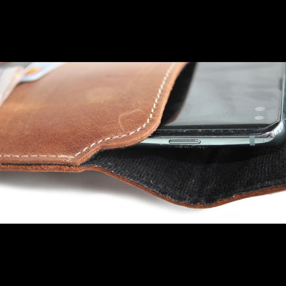 LURESKO VISSA 4XL leather case for neck 170x80x9mm (vintage brown with white thread) - 8