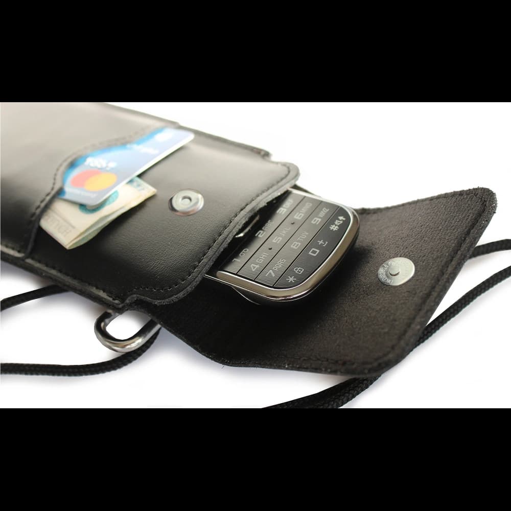 LURESKO Vissa S leather case for neck S 144x71x9mm - BLACK - 1