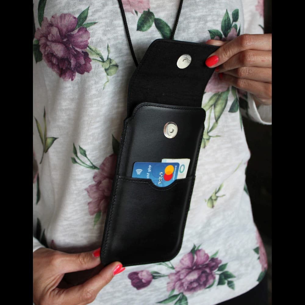 LURESKO Vissa S leather case for neck S 144x71x9mm - BLACK - 7