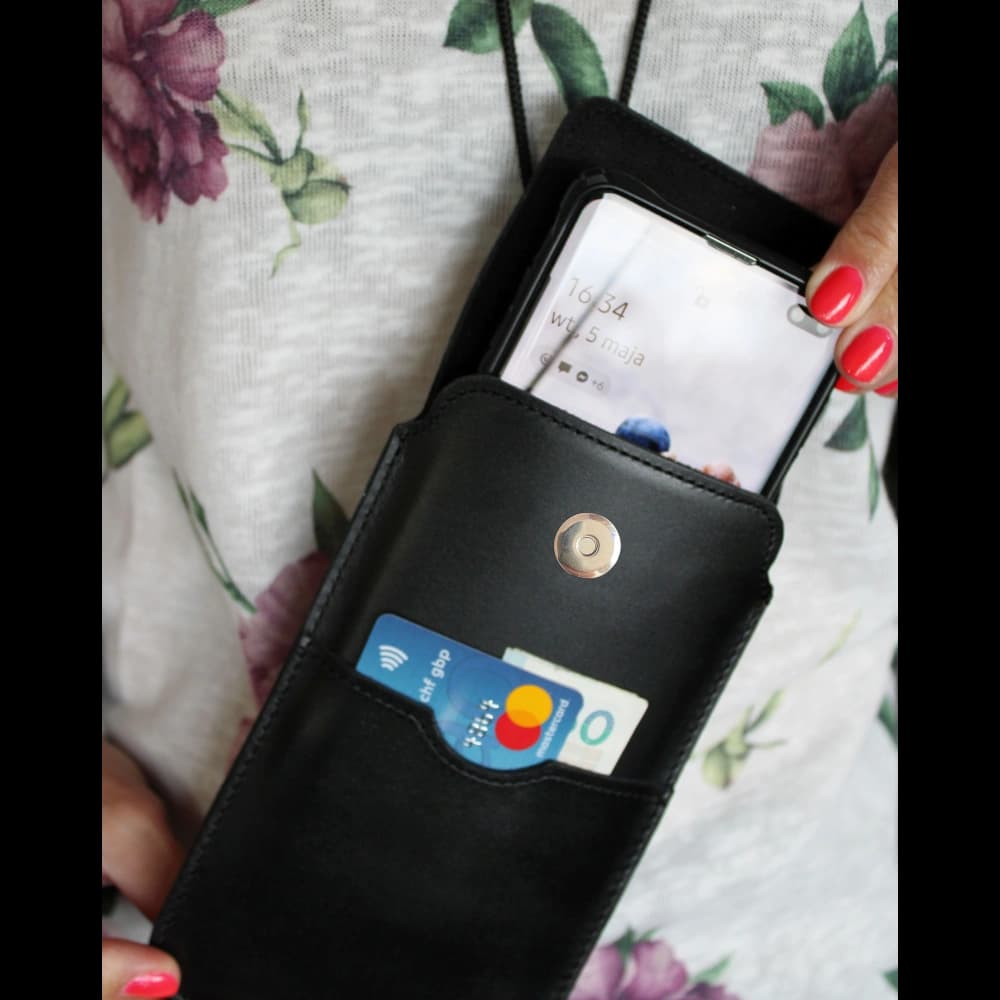 LURESKO Vissa S leather case for neck S 144x71x9mm - BLACK - 8