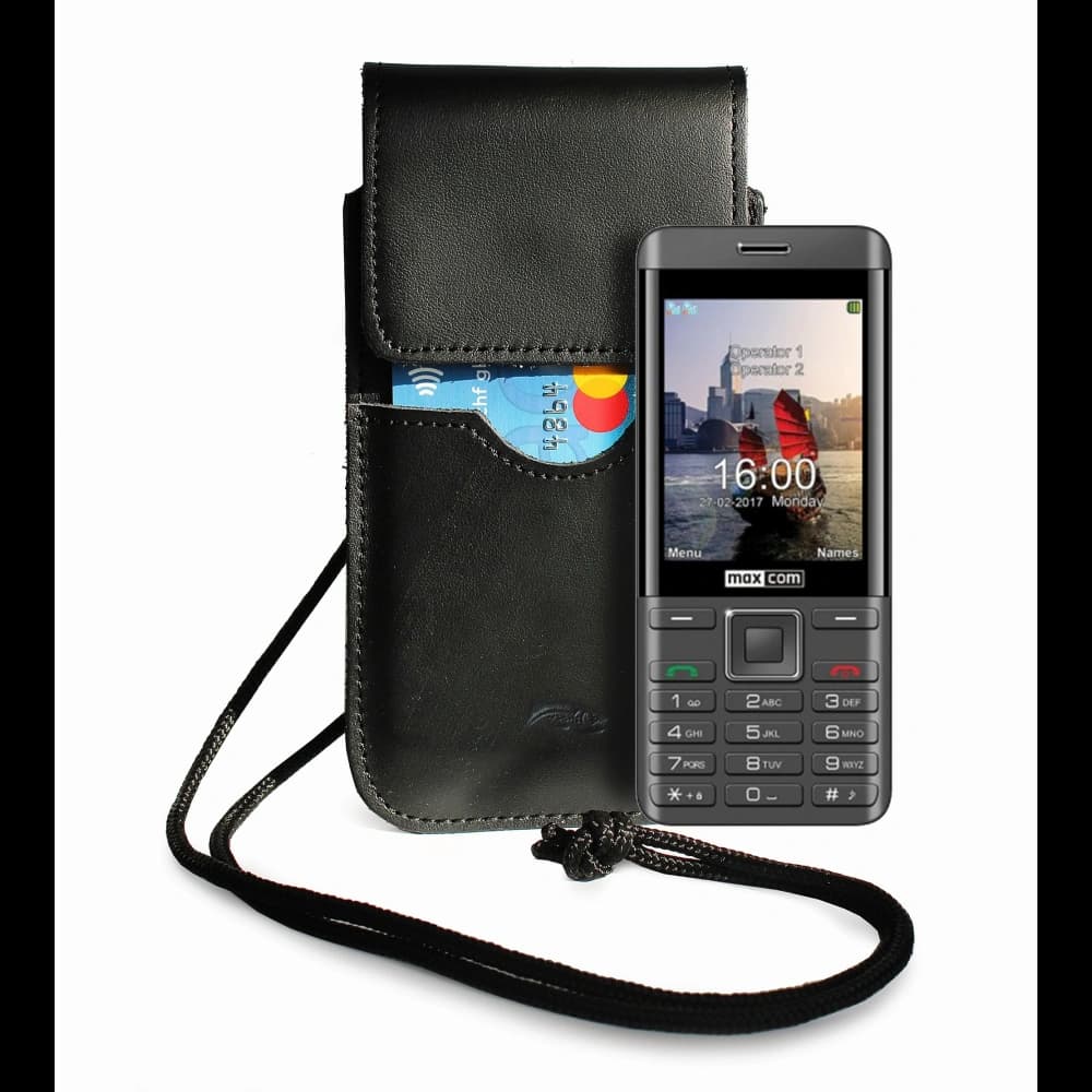 LURESKO Vissa S leather case for neck S 144x71x9mm - BLACK - 10