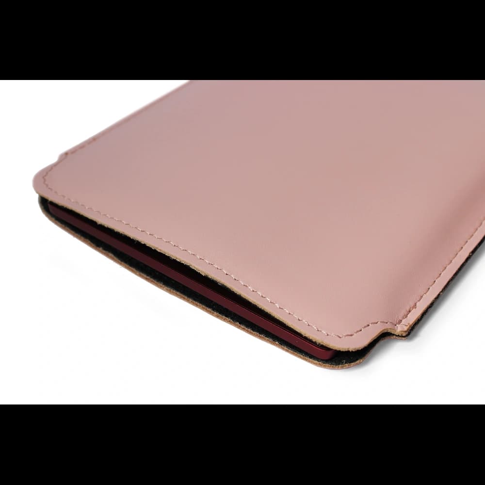 LURESKO MASTER S leather case for ebook 162x113x9mm (smooth pink with pink thread) - 2
