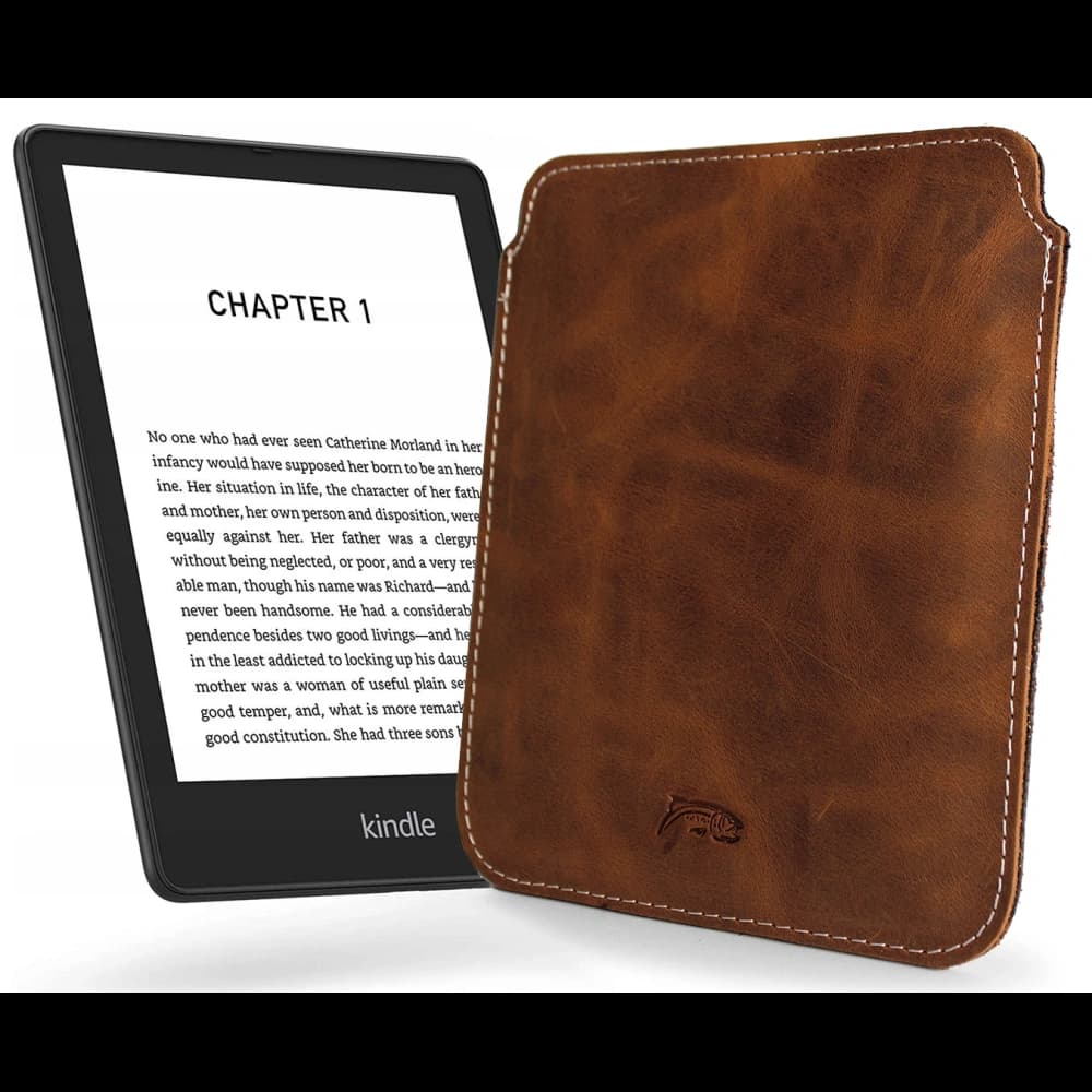 LURESKO MASTER S leather case for ebook 162x113x9mm (vintage brown with white thread) - 1