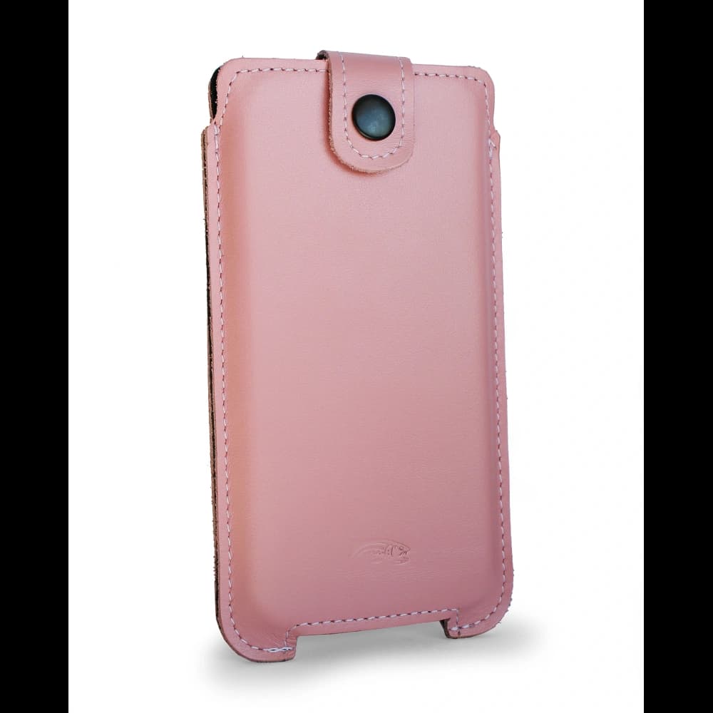 LURESKO SOFIJA XXXL leather case universal with a strap (smooth pink with white thread) - 2