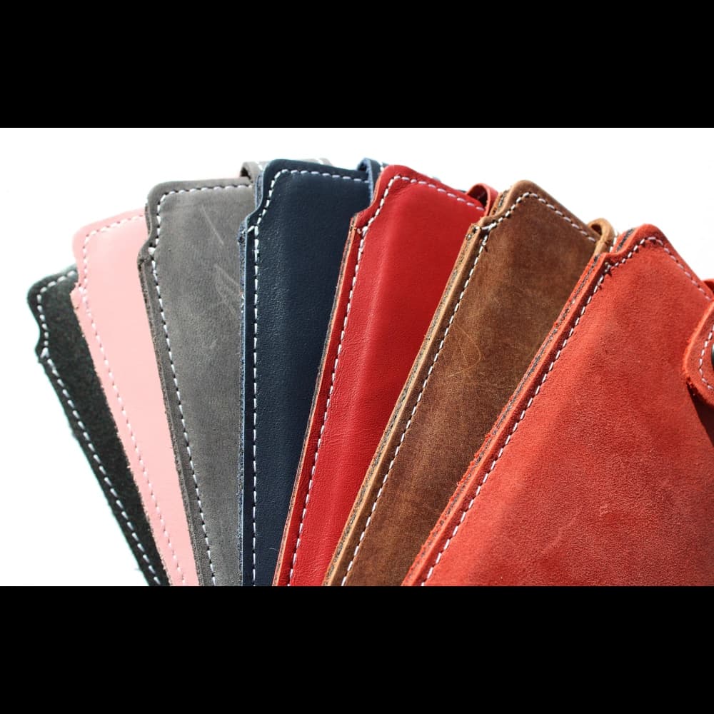 LURESKO SOFIJA XXXL leather case universal with a strap (smooth pink with white thread) - 12