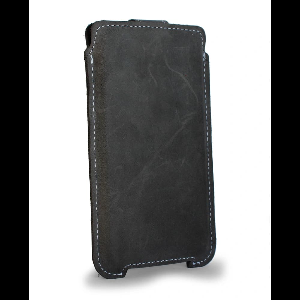 LURESKO SOFIJA XXL leather case universal with a strap (gray vintage with white thread) - 3