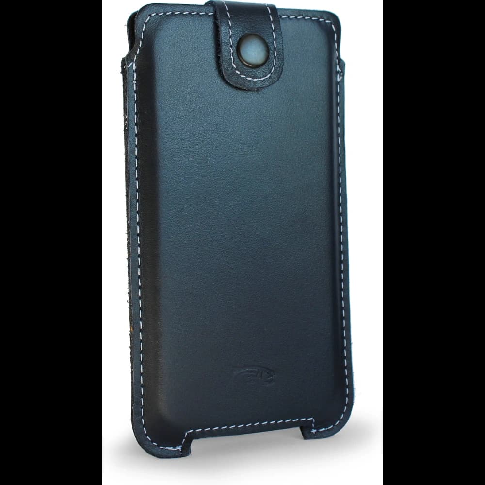 LURESKO SOFIJA XXL leather case universal with strap closure (navy blue smooth with white thread) - 2