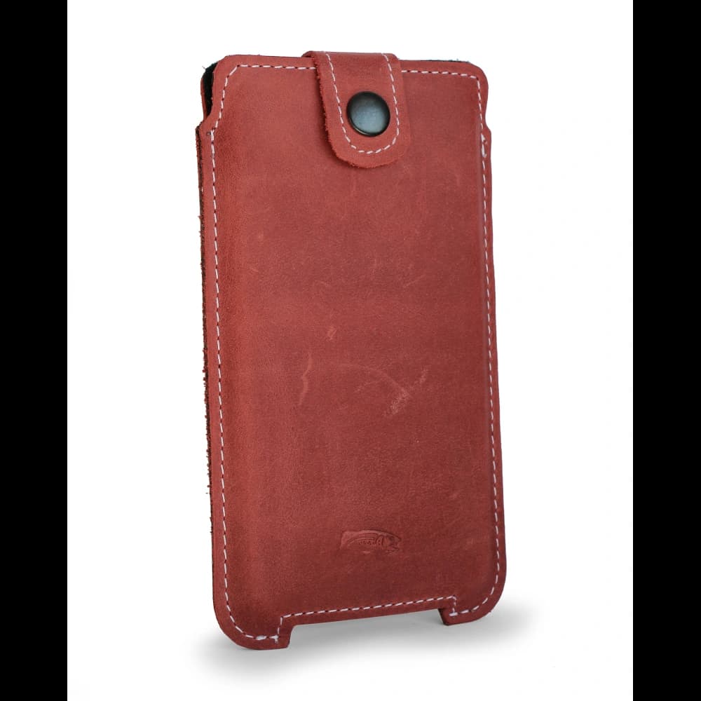 LURESKO SOFIJA XXL leather case universal with strap closure (red vintage white thread) - 2