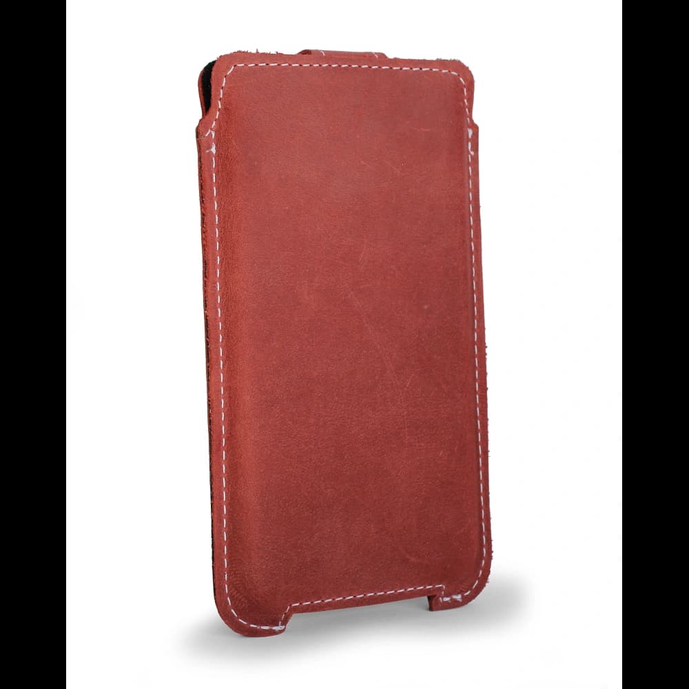 LURESKO SOFIJA XXL leather case universal with strap closure (red vintage white thread) - 3