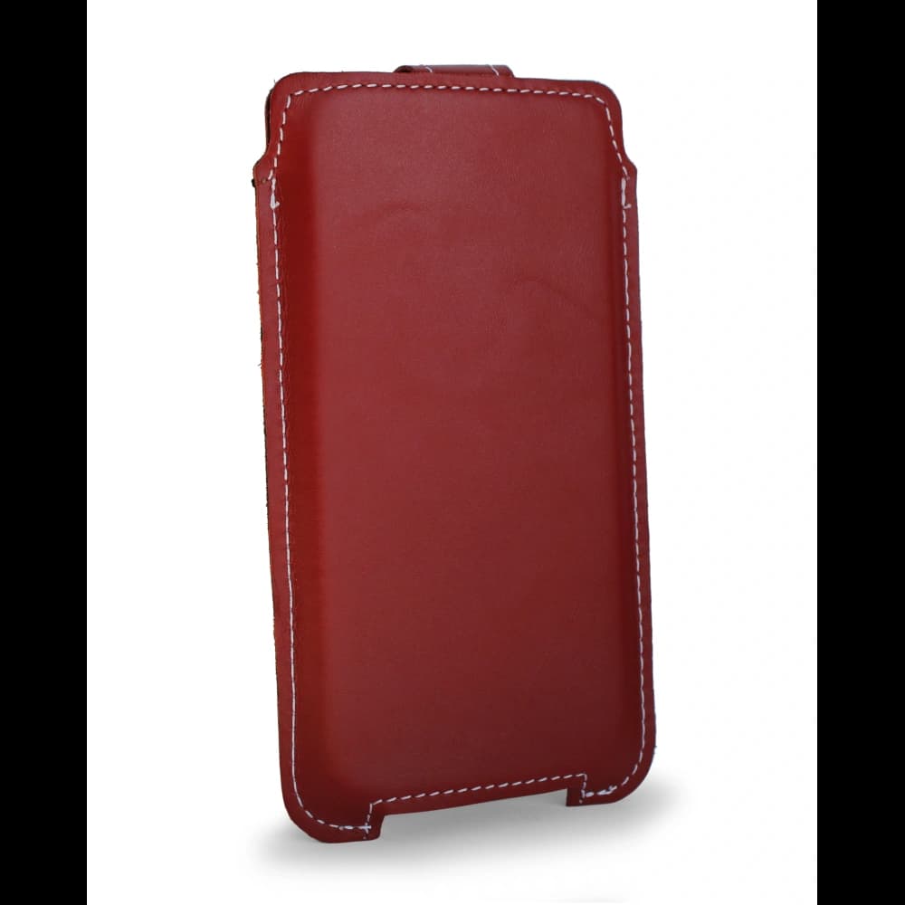 LURESKO SOFIJA XXL leather case universal with a strap (red smooth with white thread) - 3