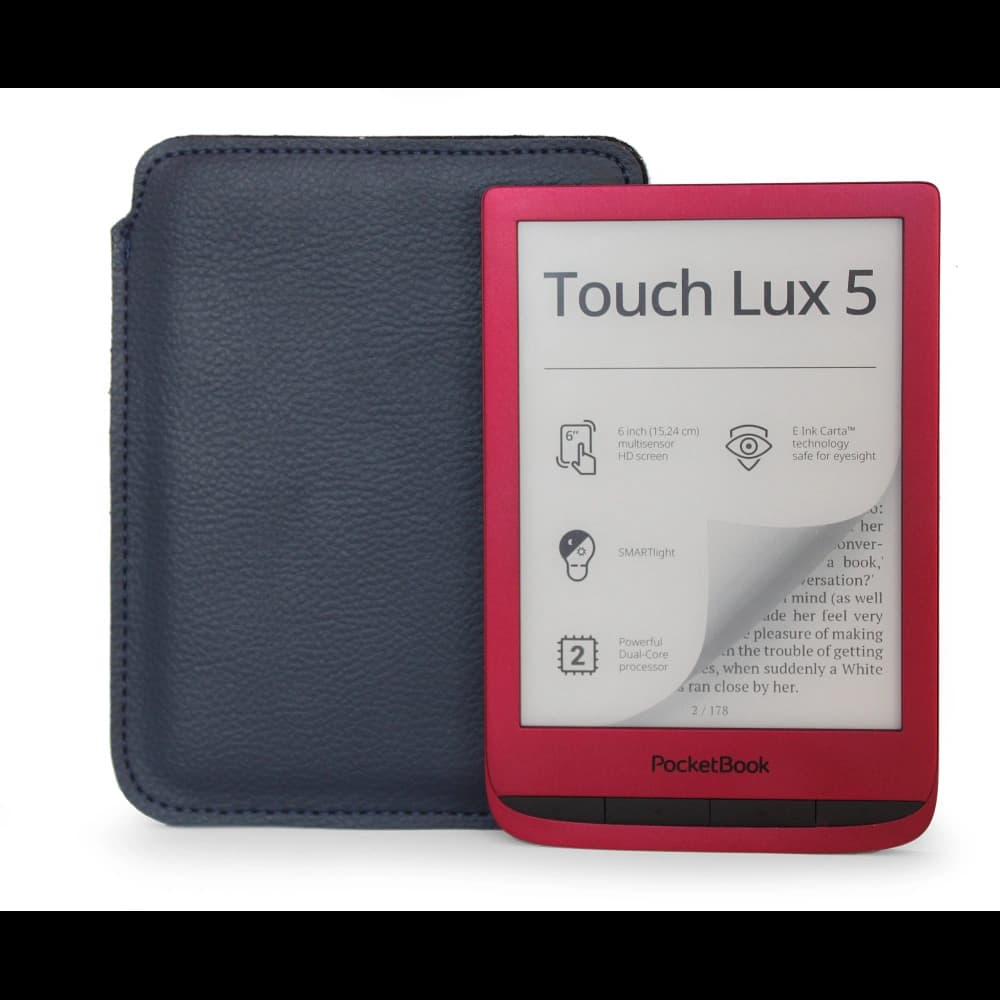 LURESKO leather slip case for ebook 162x113x9mm (navy blue) - 4