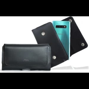 Skórzana kabura LURESKO SUNNE XL do paska 165x82x12 (magnes płaski) (czarny gładki czarna nić)