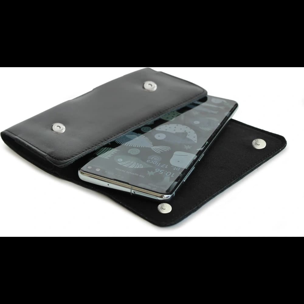 LURESKO SUNNE XL Lederholster für Gürtel 165x82x12 (flacher Magnet) (schwarz glattes Leder mit schwarzem Faden) - 2