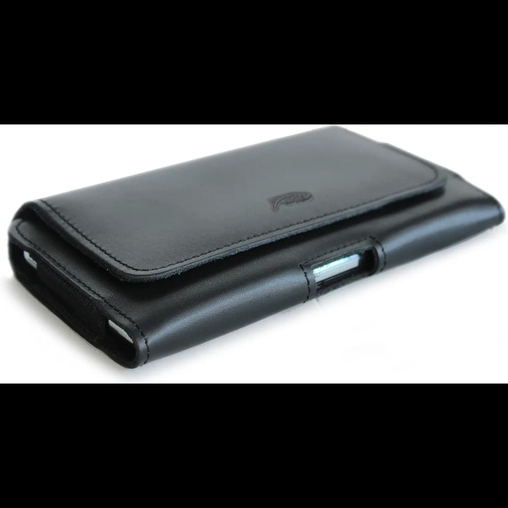 LURESKO SUNNE XL Lederholster für Gürtel 165x82x12 (flacher Magnet) (schwarz glattes Leder mit schwarzem Faden) - 3