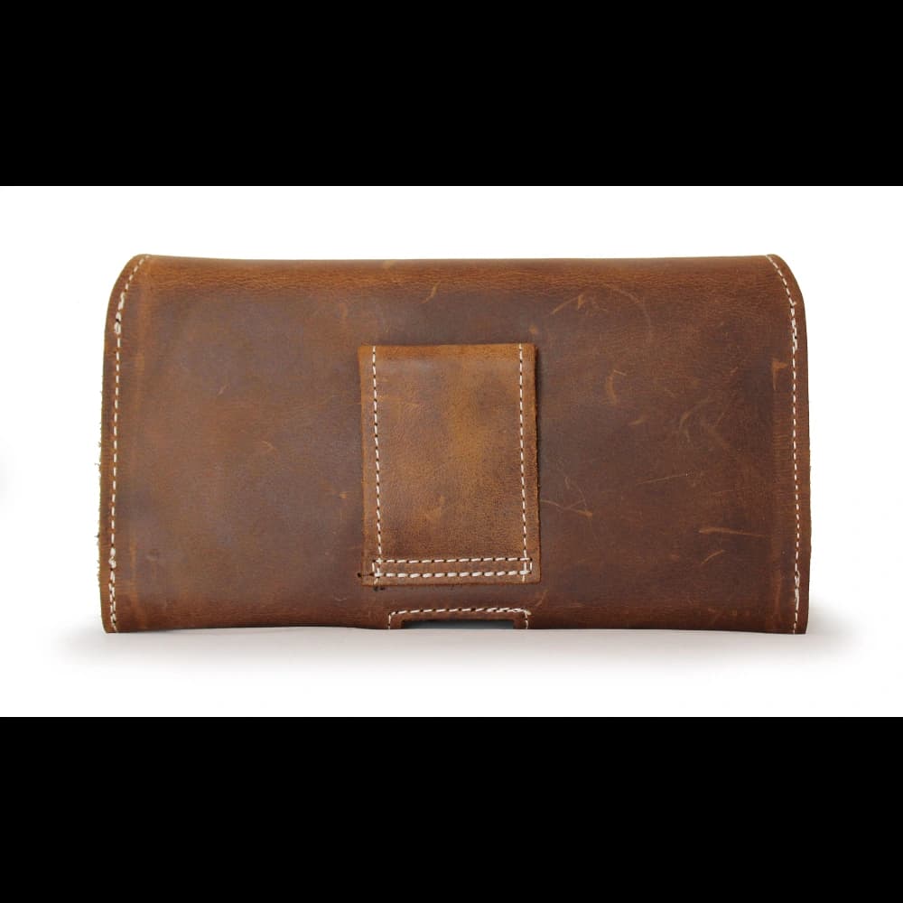 LURESKO SUNNE XL Lederholster für Gürtel 165x82x12 (flacher Magnet) (vintage Braun mit weißem Faden) - 6