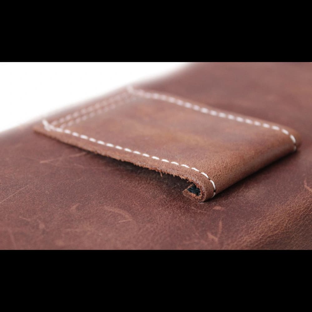 LURESKO SUNNE XL Lederholster für Gürtel 165x82x12 (flacher Magnet) (vintage Braun mit weißem Faden) - 7