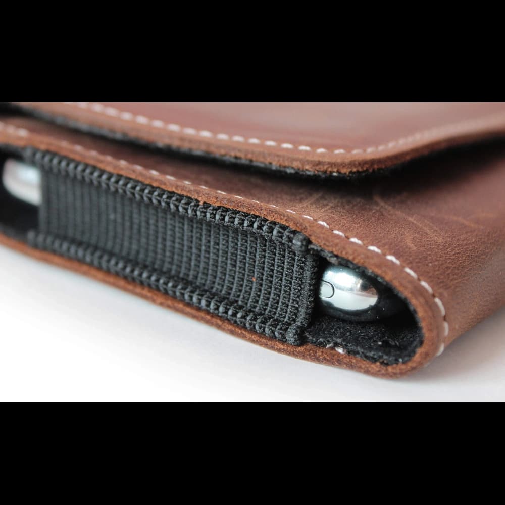 LURESKO SUNNE XL Lederholster für Gürtel 165x82x12 (flacher Magnet) (vintage Braun mit weißem Faden) - 9