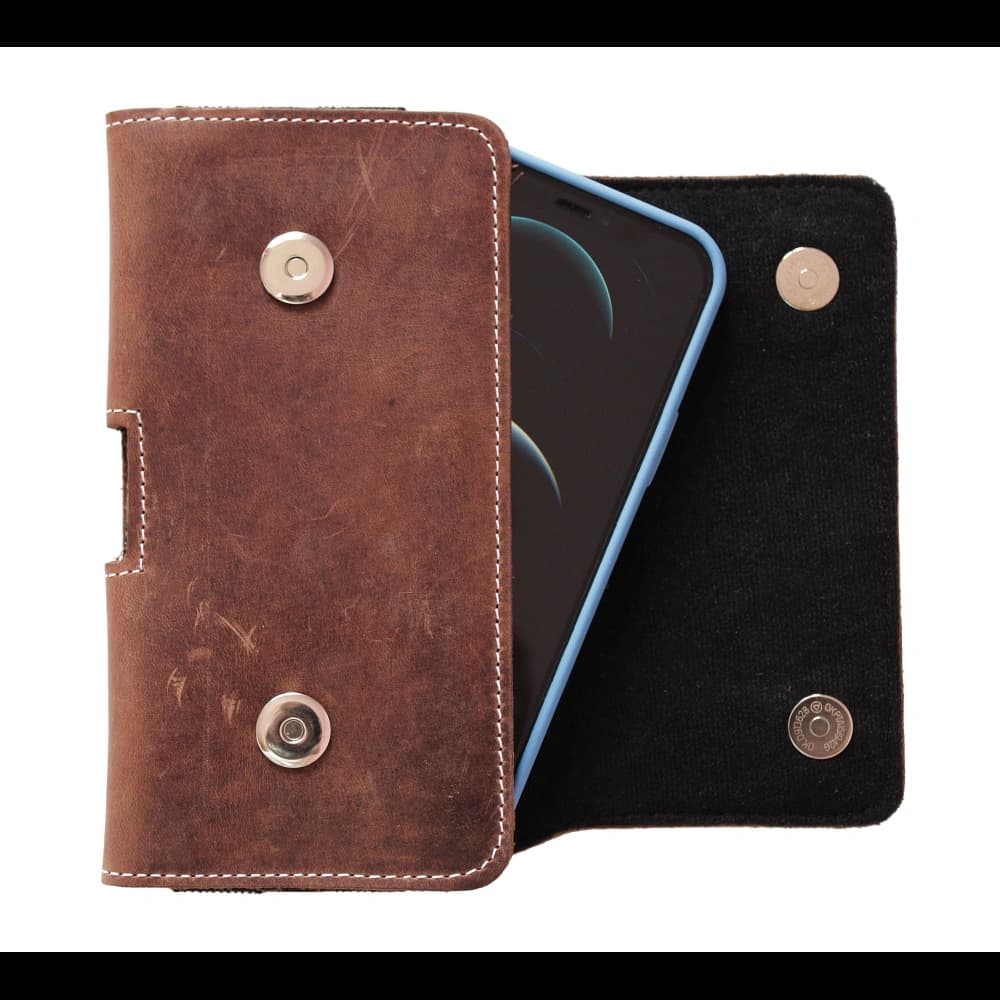 LURESKO SUNNE XL Lederholster für Gürtel 165x82x12 (flacher Magnet) (vintage Braun mit weißem Faden) - 12