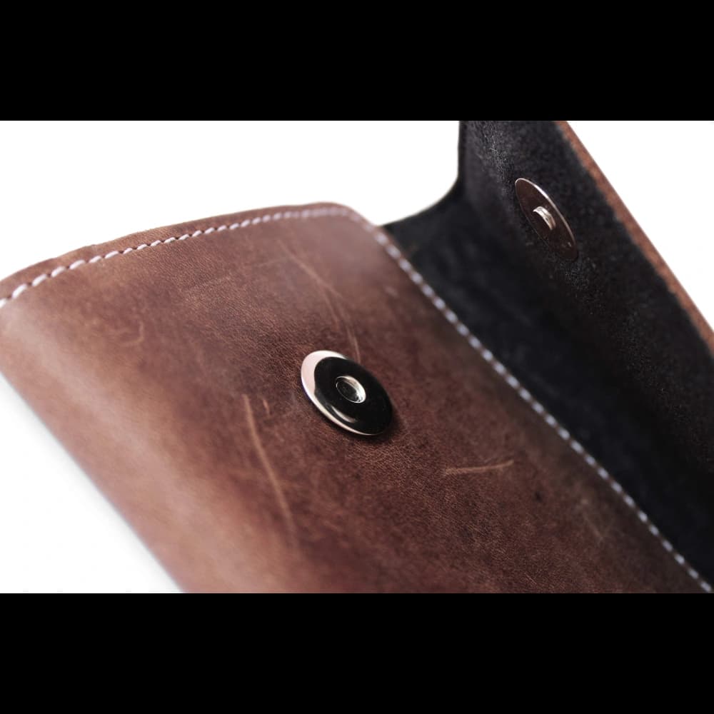 LURESKO SUNNE XL Lederholster für Gürtel 165x82x12 (flacher Magnet) (vintage Braun mit weißem Faden) - 13