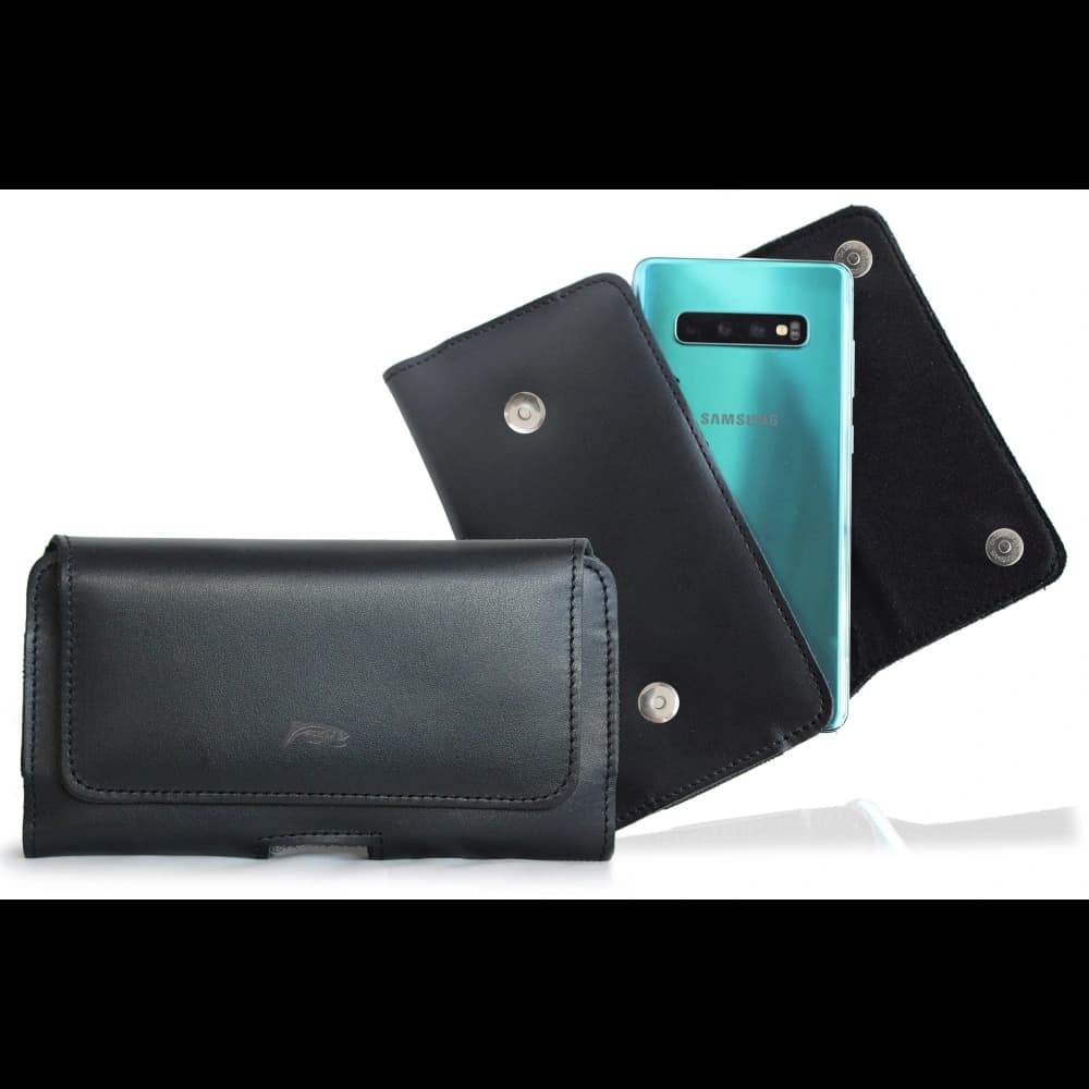 LURESKO SUNNE XXL Lederholster für Gürtel 170x85x12 (flacher Magnet) (schwarz glattes Material mit schwarzem Faden) - 1