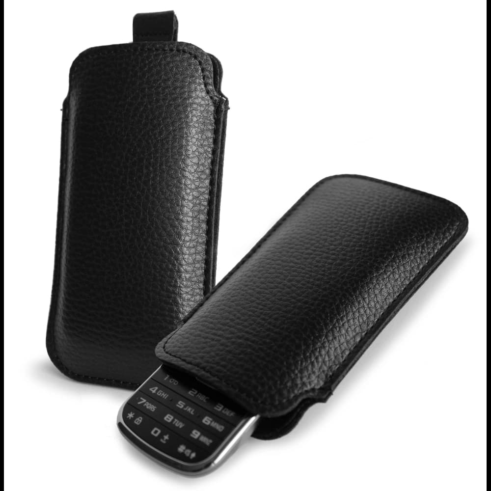 LURESKO SLEEVE XS Leder-Schutzhülle für kleine Telefone / Feature-Telefone 119mm x 53mm (schwarz) - 1