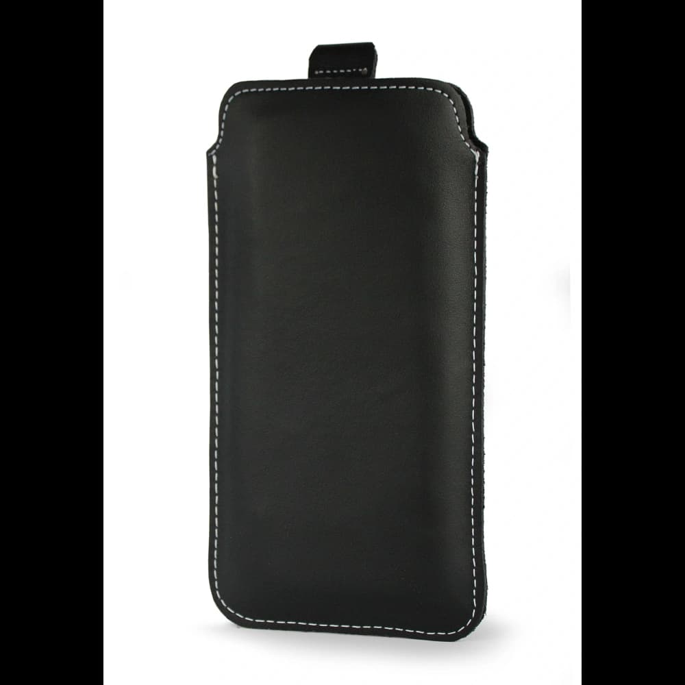 LURESKO NEW LILLA XXXL leather slipcase slipcase for phone 6.5' - 6.9' (black smooth with white thread) - 7