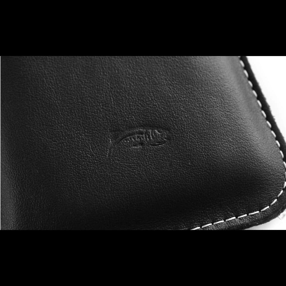 LURESKO NEW LILLA XXXL leather slipcase slipcase for phone 6.5' - 6.9' (black smooth with white thread) - 10