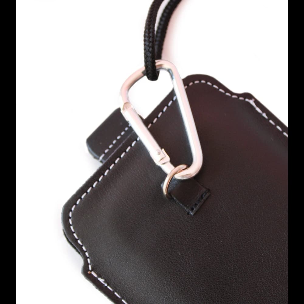 LURESKO NEUE ASTER XXXL universelle Lederhülle mit Schlaufe für ein Band für Handys 6,5' - 6,9' (schwarz glatt mit weißen Nähten) - 11