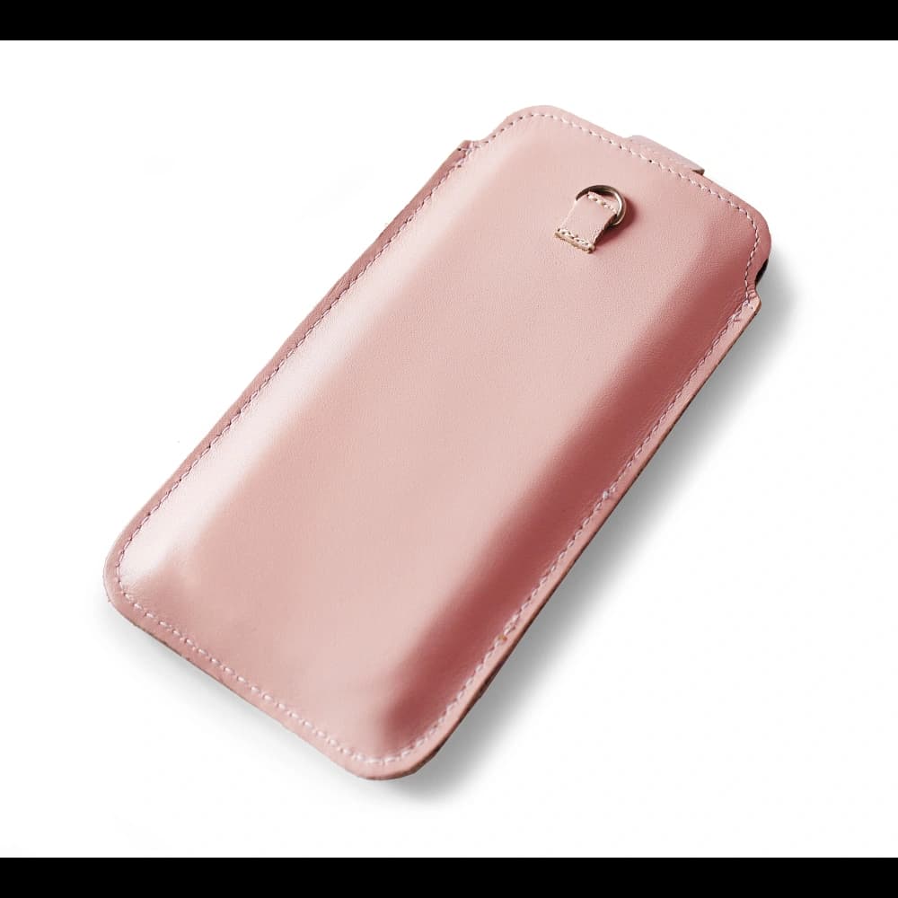 LURESKO NEUE ASTER XXXL universelle Lederhülle mit einer Schlaufe für einen Gurt für Telefone von 6,5' - 6,9' (rosa mit weißen Fäden) - 4