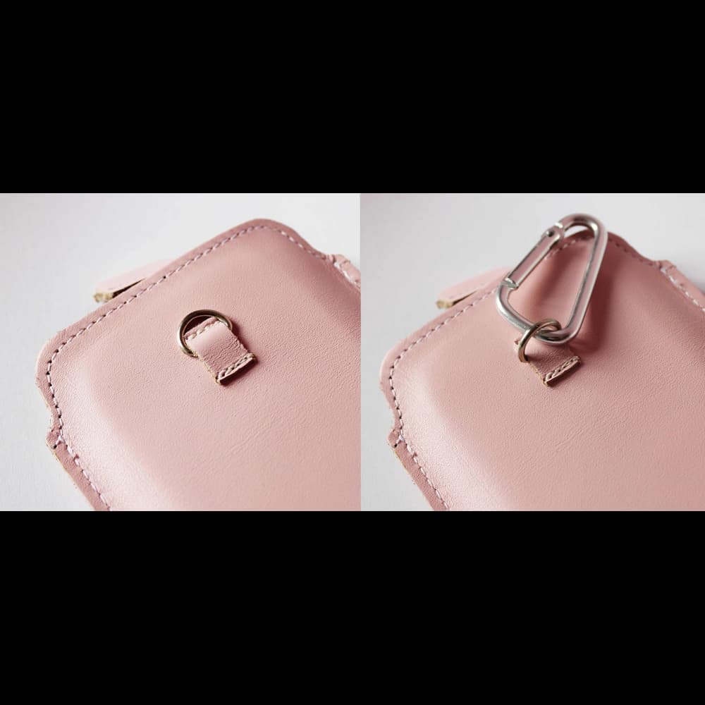 LURESKO NEUE ASTER XXXL universelle Lederhülle mit einer Schlaufe für einen Gurt für Telefone von 6,5' - 6,9' (rosa mit weißen Fäden) - 10