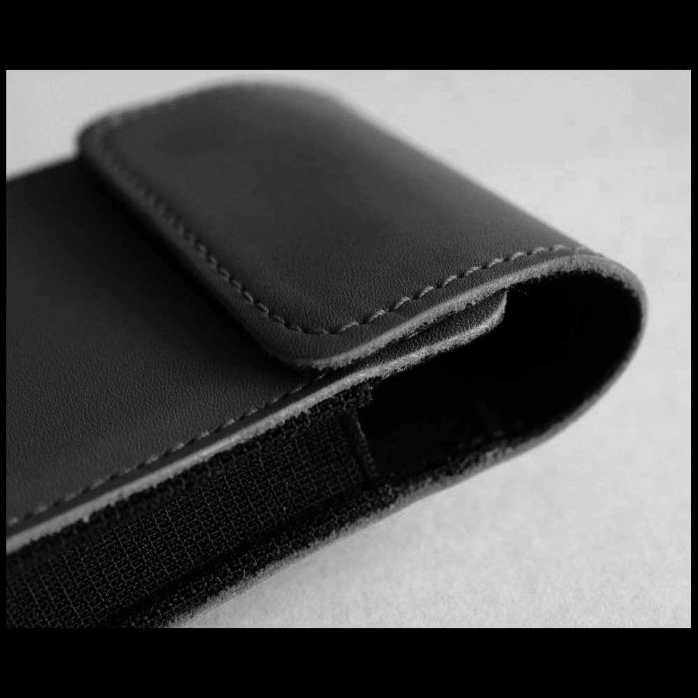 LURESKO FLIP SLEEVE M leather protective case for Samsung Galaxy Z Flip 3/4/5/6 Motorola Razr 50 / 40 Ultra Huawei Pocket (black smooth black thread) - 5