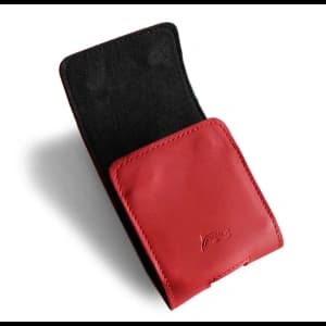 Skórzane etui ochronne LURESKO FLIP SLEEVE M do Samsung Galaxy Z Flip 3/4/5/6 Motorola Razr 50 / 40 Ultra Huawei Pocket (czerwony gładki czerwona nić)