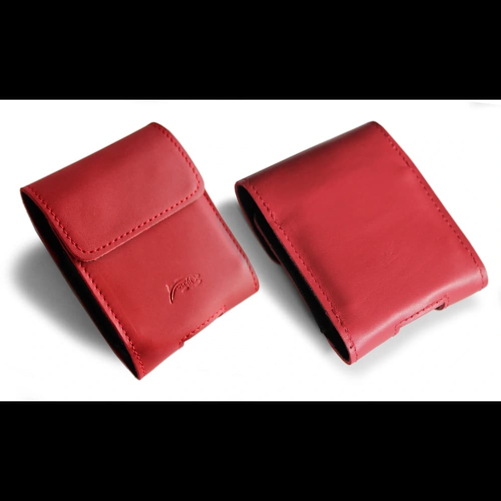 LURESKO FLIP SLEEVE M leather protective case for Samsung Galaxy Z Flip 3/4/5/6 Motorola Razr 50 / 40 Ultra Huawei Pocket (red smooth red thread) - 4