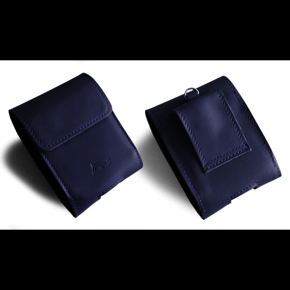 LURESKO HECTOR FLIP M Lederhals- / Gürteltasche / Loop-Tasche für Flip-Modelle (glattes Marineblau mit marineblauem Faden) - 4