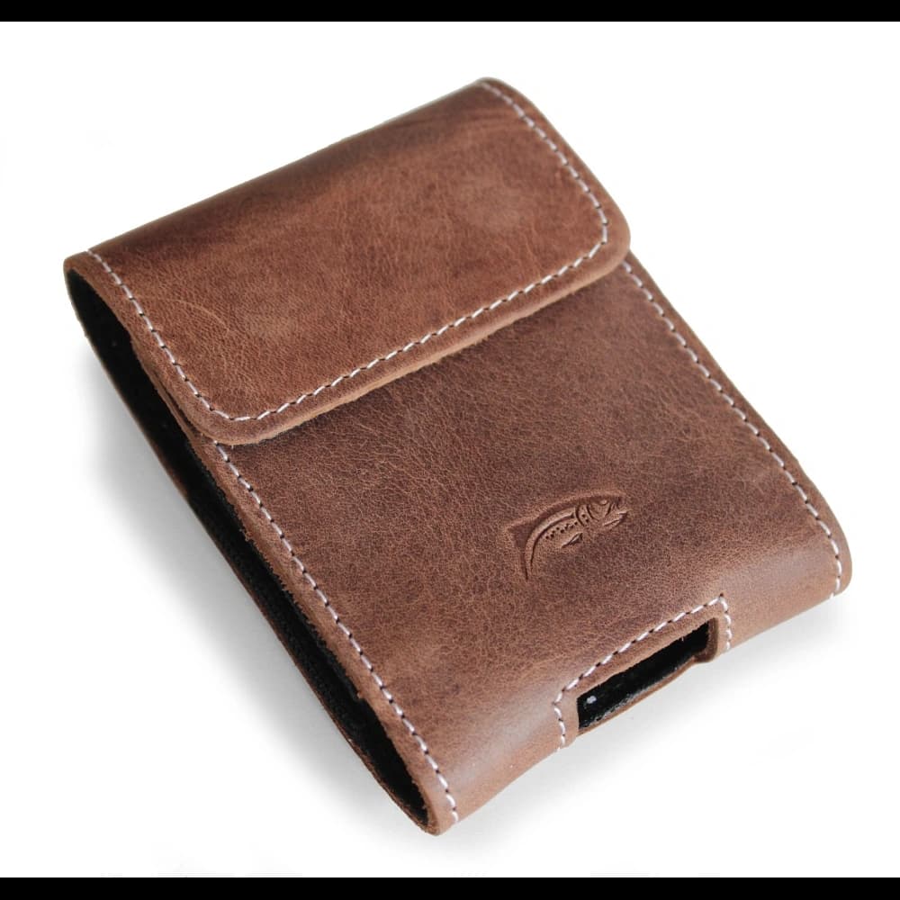 LURESKO HECTOR FLIP M leather neck/pocket/belt loop case for Flip models (vintage brown with white thread) - 1