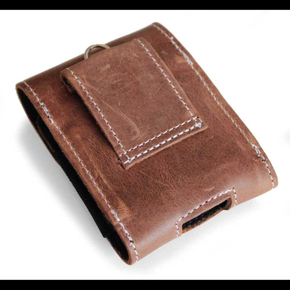 LURESKO HECTOR FLIP M leather neck/pocket/belt loop case for Flip models (vintage brown with white thread) - 2